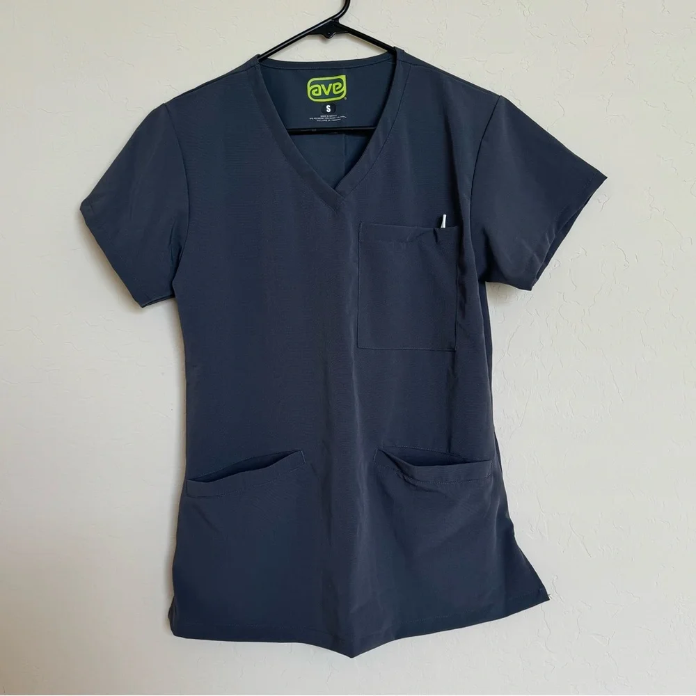NWOT AVE womens dark charcoal scrub set - Picture 2 of 8